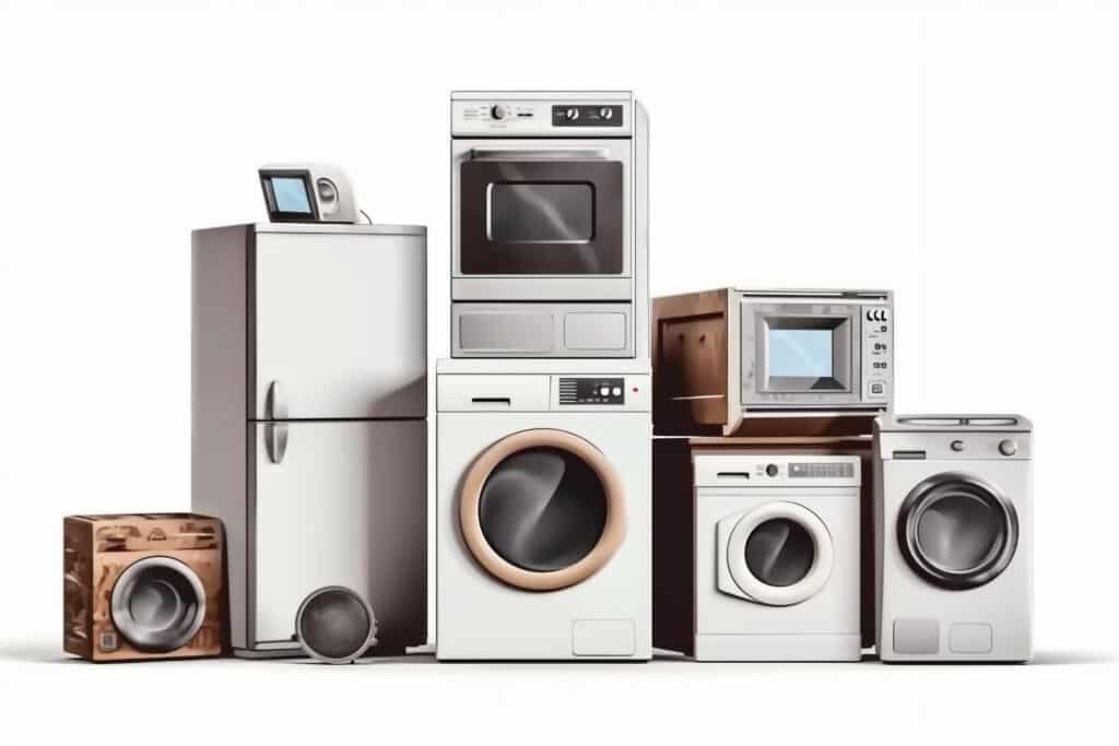 pile of old household appliances.
